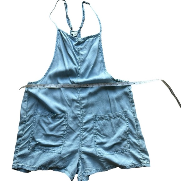 Aerie Women’s S/P Blue Chambray Bib Shortalls Overall Jumper Romper Playsuit - Picture 7 of 11